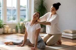 start your day refreshed and energized with our morning yoga and massage routine, designed to enhance relaxation and boost your energy levels.